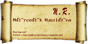 Márcsák Ruszlána névjegykártya